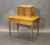 An Edwardian mahogany and marquetry inlaid bonheur du jour,