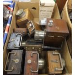 A collection of various mainly wooden cased lamps including Exide, GEC,