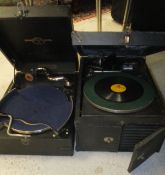 Two cased gramophones