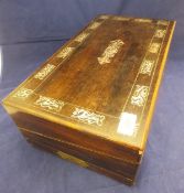 A Victorian rosewood and mother of pearl inlaid writing slope