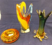 A collection of Whitefriars glass 1960's/70's including red, blue, clear, green,