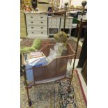 A Victorian painted iron and brass half tester cot,