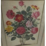 ENGLISH SCHOOL "Study of flowers", colour print with V&A blind studio stamp lower right, one other,