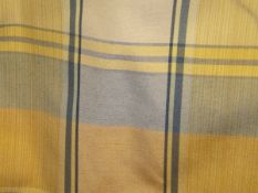Two pairs of lined curtains of gold and blue check