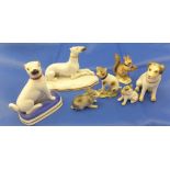 A collection of 18th Century and later porcelain figures of animals to include squirrel with collar