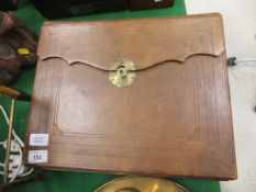 A Victorian embossed leather covered mahogany lined travelling writing slope with brass Bramah lock