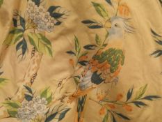 A large pair of cotton interlined curtains,