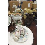 A collection of Staffordshire and other wares to include a 19th Century Staffordshire figure of a