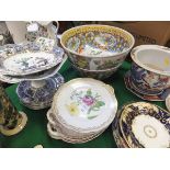 A small collection of Copeland & Garrett "New Blanche" pattern table wares to include tazza,