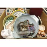 Three boxes of miscellaneous items, to include a collection of costume jewellery,