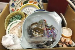 Three boxes of miscellaneous items, to include a collection of costume jewellery,