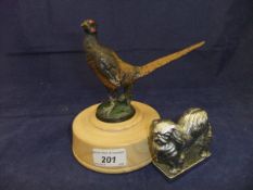 An early 20th Century cold painted bronze car mascot as a cock pheasant in the manner of Franz