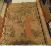 An early 20th Century Belgian style tapestry depicting courting couples in a landscape