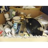 Five boxes of various glassware, china, two Lladro figures,