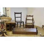 A 19th Century beech and elm child's commode chair,