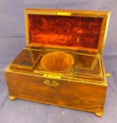 A late Regency rosewood tea caddy of sarcophagus form,