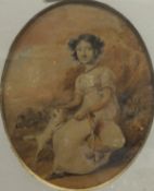 A pair of late 18th / early 19th Century long stitch and watercolour studies of young maidens in