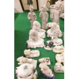 A Staffordshire flatback style figure of Poodle bitch with pups,