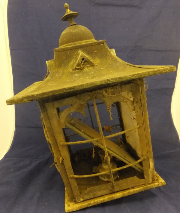 A circa 1900 copper exterior lantern in the Art Nouveau taste