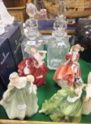 Four Royal Doulton figurines to include "Fair Lady", model No. HN 2193, "Secret Thoughts", model No.