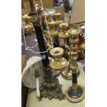 A collection of table lamps to include metal table lamp in the form of a Greek urn,