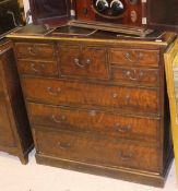 A circa 1900 mahogany bonnet chest of five small drawers over three long drawers