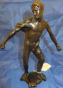 A chocolate patinated bronze figure of "David"