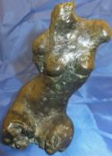 A 20th Century verdigris patinated bronze figure of a female torso, limited edition No'd.