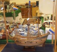 A hand-built model of Henry Hudson's "The Half Moon East Indianman",