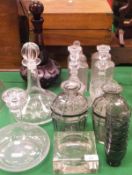 An Orrefors glass ship's decanter, another ship's decanter,