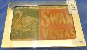 A large silver Swan Vesta match box holder (by William Hutton & Sons Ltd, Birmingham 1908),