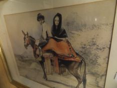 AFTER J F LEWIS "Grenada", study of a couple in national dress on the back of a mule,