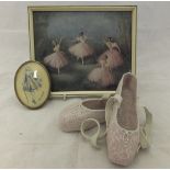 A Lladro pair of pink and white ballet shoes,