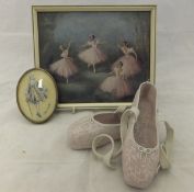 A Lladro pair of pink and white ballet shoes,