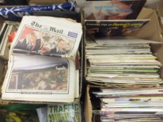 Three boxes of assorted items to comprising a box of 78s and various records including musicals,