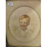 JOHN NEIL HARPER "Study of boy in white shirt", watercolour, unsigned but inscribed verso,