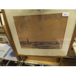 ALAN WADE "Town scene", watercolour, signed lower right,