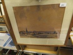 ALAN WADE "Town scene", watercolour, signed lower right,