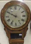 A walnut and inlaid drop dial wall clock,