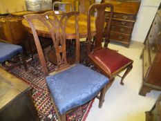 A pair of Georgian oak Provincial Chippendale style dining chairs and three early 20th Century