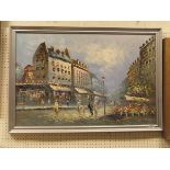 BURNETT "French Moulin Rouge Paris street scene", acrylic on canvas,