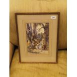 IN THE MANNER OF AGOSTINO AGLIO "Three figures in a wood, one playing the harp", watercolour,