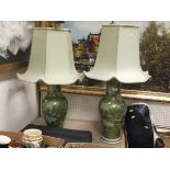A collection of items comprising two modern Oriental table lamps,