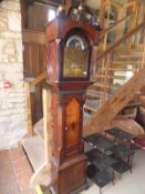 A circa 1800 oak and inlaid cased long case clock,