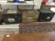 Three various pine / stained or painted trunks bearing various inscriptions relating to Lieut. Col.