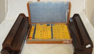 A 1920's mah-jongh set with tile stands