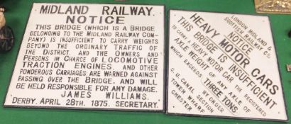 A reproduction cast iron Midland Railway sign, inscribed "Midland Railway Notice ....