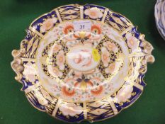 A Derby shaped oval dish, a collection of cream ware plates, egg cups, etc, with pierced decoration,