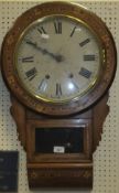 A walnut and inlaid drop dial wall clock,