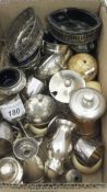 A box containing a collection of silver, ivory and other wares,